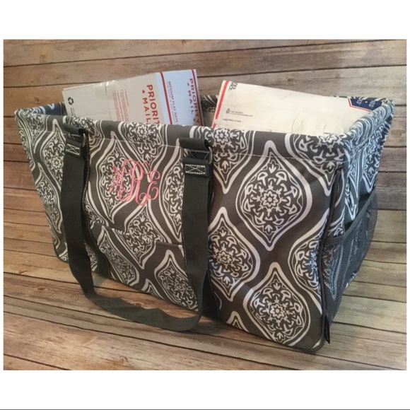 Large Utility Front Pocket Tote Bag Mail Gray - Picture 4 of 8